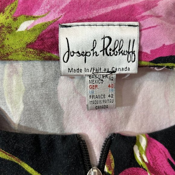 Joseph Ribkoff Pink Colourful Floral Stretch Fitted Jacket Size 12 Art To Wear - Picture 3 of 3